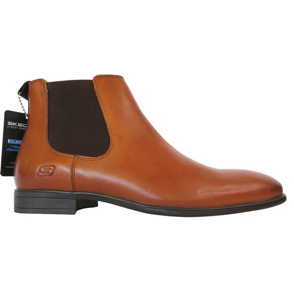 New SKECHERS Men Sz 10 Brown Leather Chelsea Ankle Boots - Picture 3 of 8